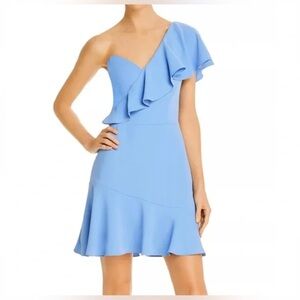 NWT Amanda Uprichard One-Shoulder Ruffle Mini Dress in Periwinkle | Size M